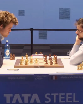 Carlsen, Magnus Vachier-Lagrave, Maxime – Tata Steel Masters – R13 – 31 janvier 2021 – Wijk aan Zee NED  7.Qa4+Qd7 8.Qa3 b6 9.Nf3 c5! 10.Be3