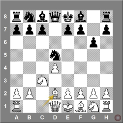 — D85 Gruenfeld, exchange variation 1. d4 Nf6 2. c4 g6 3. Nc3 d5 4. cxd5 Nxd5 5.Bd2