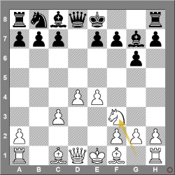 D85 Grienfeld , exchange variation 1. d4 Nf6 2. c4 g6 3. Nc3 d5 4. cxd5 Nxd5 5. e4 Nxc3 6. bxc3 Bg7 7. Nf3 modern exchange variation