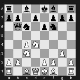 A33 - 1. c4 e6 2. Nf3 Nf6 3. Nc3 c5 4. d4 Nc6 5. g3 cxd4 6. Nxd4 Qb6 - English Opening: Symmetrical Variation, Anti-Benoni Variation, Geller Variation