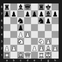 A39 - 1.c4 c5 2.Nc3 Nc6 3.g3 g6 4.Bg2 Bg7 5.Nf3 Nf6 6.O-O O-O 7.d4 - English [+0.23]
