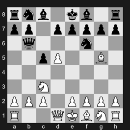 A45 - 1. d4 Nf6 2. Bg5 c5 3. d5 Qb6 4. Nc3 - Trompowsky Attack: Poisoned Pawn Variation
