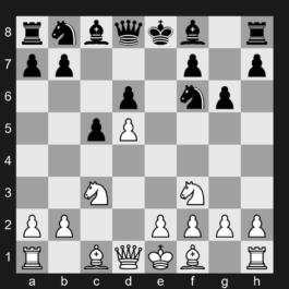 A61 - 1. d4 Nf6 2. c4 e6 3. Nf3 c5 4. d5 exd5 5. cxd5 d6 6. Nc3 g6 - Benoni Defense