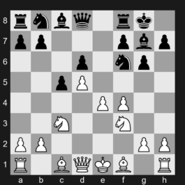 A68 - 1. d4 Nf6 2. c4 c5 3. d5 e6 4. Nc3 exd5 5. cxd5 d6 6. e4 g6 7. f4 Bg7 8. Nf3 O-O - Benoni Defense: Four Pawns Attack