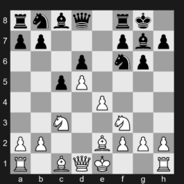 A72 - Benoni: Classical, 8.Be2 O-O 9.Bg5 h6 10.Bh4 g5 11.Bg3 Nh5 12.Nd2