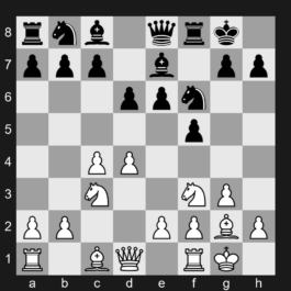 A97 - Ilyin-Zhenevsky, Winter, 8…Qg6 9.e4 fxe4