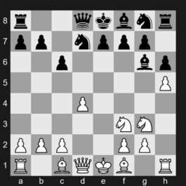B19 - 1. e4 c6 2. d4 d5 3. Nd2 dxe4 4. Nxe4 Bf5 5. Ng3 Bg6 6. h4 h6 7. Nf3 Nd7 8. h5 - Caro-Kann Defense: Classical Variation, Spassky Variation