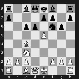 B57a - 4.Nxd4 Nf6 5.Nc3 Nc6 6.Bc4 g6 7.Nxc6 bxc6 8.e5 - Sozin, Magnus Smith Trap