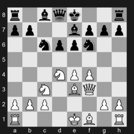 B82 - 1. e4 c5 2. Nf3 e6 3. d4 cxd4 4. Nxd4 Nf6 5. Nc3 d6 6. f4 Nc6 7. Be3 Be7 8. Qf3 - Sicilian Defense: Scheveningen Variation, Tal Variation