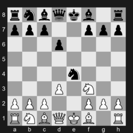 C42 - 1. e4 e5 2. Nf3 Nf6 3. Nxe5 d6 4. Nf3 Nxe4 5. d3 - Petrov's Defense: French Attack