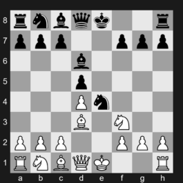 C42 - 1. e4 e5 2. Nf3 Nf6 3. Nxe5 d6 4. Nf3 Nxe4 5. d4 d5 6. Bd3 Bd6 - Petrov's Defense: Classical Attack, Marshall Variation