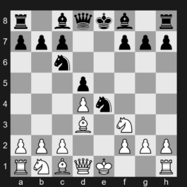 C42 - 1. e4 e5 2. Nf3 Nf6 3. Nxe5 d6 4. Nf3 Nxe4 5. d4 d5 6. Bd3 Nc6 - Petrov's Defense: Classical Attack, Mason-Showalter Variation