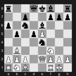 C81 - 1. e4 e5 2. Nf3 Nc6 3. Bb5 a6 4. Ba4 Nf6 5. O-O Nxe4 6. d4 b5 7. Bb3 d5 8. dxe5 Be6 9. Qe2 - Ruy Lopez: Open, Howell Attack