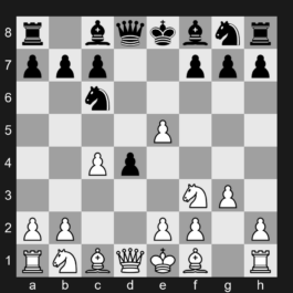 D09 - 1. d4 d5 2. c4 e5 3. dxe5 d4 4. Nf3 Nc6 5. g3 - Queen's Gambit Declined: Albin Countergambit, Fianchetto Variation