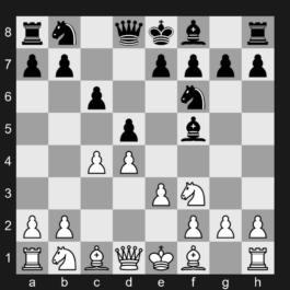 D12 - 1. d4 d5 2. c4 c6 3. Nf3 Nf6 4. e3 Bf5 - Slav Defense: Quiet Variation, Schallopp Defense