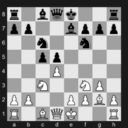 D34 - 1. d4 d5 2. c4 e6 3. Nc3 c5 4. cxd5 exd5 5. Nf3 Nc6 6. g3 Nf6 7. Bg2 Be7 - Tarrasch Defense: Prague Variation, Main Line