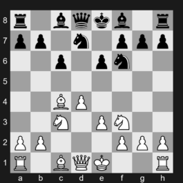 D47 - 1. d4 d5 2. c4 c6 3. Nc3 Nf6 4. e3 e6 5. Nf3 Nbd7 6. Bd3 dxc4 7. Bxc4 - Semi-Slav Defense: Semi-Meran Variation