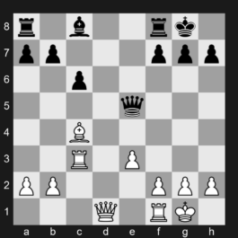 D69 - 1. d4 d5 2. c4 e6 3. Nc3 Nf6 4. Bg5 Be7 5. e3 O-O 6. Nf3 Nbd7 7. Rc1 c6 8. Bd3 dxc4 9. Bxc4 Nd5 10. Bxe7 Qxe7 11. O-O Nxc3 12. Rxc3 e5 13. dxe5 Nxe5 14. Nxe5 Qxe5 - Queen's Gambit Declined: Orth