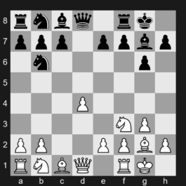 D76a - 1. d4 Nf6 2. c4 g6 3. Nf3 Bg7 4. g3 O-O 5. Bg2 d5 6. cxd5 Nxd5 7. O-O Nb6 - Neo-Grünfeld Defense: Delayed Exchange Variation