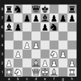 E15 - 1. d4 Nf6 2. c4 e6 3. Nf3 b6 4. g3 Ba6 5. b3 Bb4+ 6. Bd2 Be7 - Queen's Indian Defense: Fianchetto Variation, Check Variation, Intermezzo Line