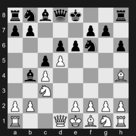 E31 - 1. d4 Nf6 2. c4 e6 3. Nc3 Bb4 4. Bg5 h6 5. Bh4 c5 6. d5 d6 - Nimzo-Indian Defense: Leningrad Variation, Benoni Defense