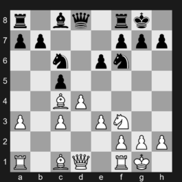 E59 - 1. d4 Nf6 2. c4 e6 3. Nc3 Bb4 4. e3 O-O 5. Bd3 d5 6. Nf3 c5 7. O-O Nc6 8. a3 Bxc3 9. bxc3 dxc4 10. Bxc4 - Nimzo-Indian Defense: Normal Variation, Bernstein Defense