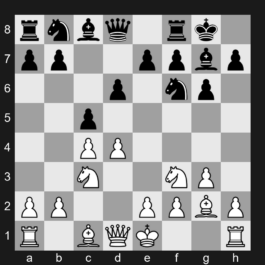 E64a - 1. d4 Nf6 2. c4 g6 3. g3 Bg7 4. Bg2 O-O 5. Nc3 d6 6. Nf3 c5 - King's Indian Defense: Fianchetto Variation, Yugoslav Variation, Rare Line