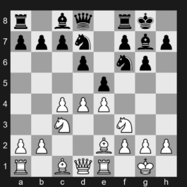 E95 - 1. d4 Nf6 2. c4 g6 3. Nc3 Bg7 4. e4 d6 5. Nf3 O-O 6. Be2 e5 7. O-O Nbd7 8. Re1 - King's Indian Defense: Orthodox Variation