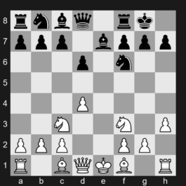 C42 - 1. e4 e5 2. Nf3 Nf6 3. Nxe5 d6 4. Nf3 Nxe4 5. Nc3 Nf6 6. d4 Be7 7. h3 O-O - Petrov's Defense: Nimzowitsch Attack