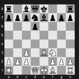 C42 - 1. e4 e5 2. Nf3 Nf6 3. Nxe5 d6 4. Nf3 Nxe4 5. Nc3 Nxc3 6. dxc3 Be7 7. Be3 Nd7 - Petrov's Defense: Nimzowitsch Attack