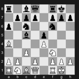 C78 - 1. e4 e5 2. Nf3 Nc6 3. Bb5 a6 4. Ba4 Nf6 5. O-O Bc5 6. c3 O-O - Ruy Lopez: Morphy Defense