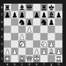 E62 - 1. d4 Nf6 2. c4 g6 3. g3 Bg7 4. Bg2 O-O 5. Nc3 d6 6. Nf3 Nc6 7. d5 - King's Indian Defense: Fianchetto Variation, Carlsbad Variation