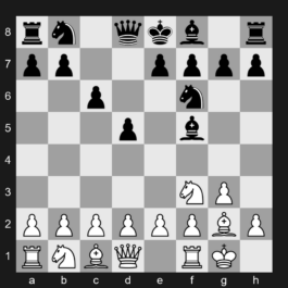 A07 - 1. Nf3 Nf6 2. g3 d5 3. Bg2 c6 4. O-O Bf5 - King's Indian Attack, with Bf5