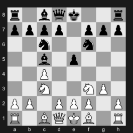 A29 - 1. c4 Nf6 2. Nc3 e5 3. Nf3 Nc6 4. g3 Bc5 - English Opening: King's English Variation