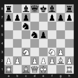 A29 - 1. c4 e5 2. Nc3 Nf6 3. Nf3 Nc6 4. g3 d5 5. cxd5 Nxd5 6. Bg2 - English Opening: King's English Variation, Four Knights Variation, Fianchetto Line