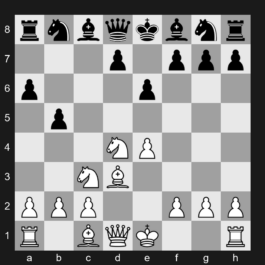 B43 - 1. e4 c5 2. Nf3 e6 3. d4 cxd4 4. Nxd4 a6 5. Nc3 b5 6. Bd3 - Sicilian Defense: Kan Variation, Wing Attack