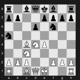 B57 - 1. e4 c5 2. Nf3 d6 3. Nc3 Nf6 4. Bc4 Nc6 5. d4 cxd4 6. Nxd4 Na5 - Sicilian Defense: Classical Variation, Sozin Attack