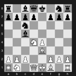 C45 - 1. e4 e5 2. Nf3 Nc6 3. d4 exd4 4. Nxd4 Bc5 5. Be3 - Scotch Game: Classical Variation