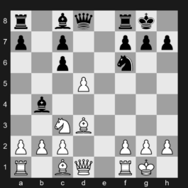 C47 - 1. e4 e5 2. Nf3 Nc6 3. Nc3 Nf6 4. d4 exd4 5. Nxd4 Bb4 6. Nxc6 bxc6 7. Bd3 d5 8. exd5 O-O 9. O-O - Four Knights Game: Scotch Variation Accepted, Main Line