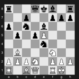 C80 - 1. e4 e5 2. Nf3 Nc6 3. Bb5 a6 4. Ba4 Nf6 5. O-O Nxe4 6. d4 b5 7. Bb3 d5 8. dxe5 Be6 9. Nbd2 - Ruy Lopez: Open, Bernstein Variation