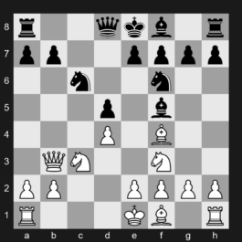 D14 - 1. d4 d5 2. c4 c6 3. Nf3 Nf6 4. cxd5 cxd5 5. Nc3 Nc6 6. Bf4 Bf5 7. Qb3 - Slav Defense: Exchange Variation, Symmetrical Line