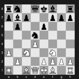 E12 - 1. d4 Nf6 2. c4 e6 3. Nf3 b6 4. a3 Bb7 5. Nc3 d5 6. cxd5 Nxd5 - Queen's Indian Defense: Kasparov-Petrosian Variation, Modern Variation