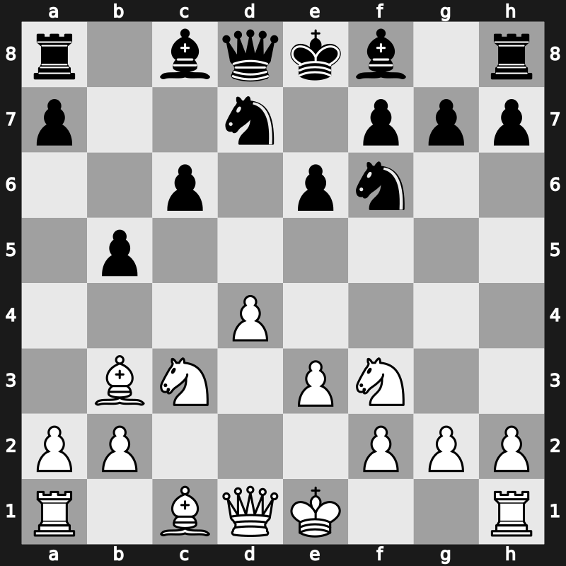 D47b - 7.Bxc4 b5 8.Bb3 - Meran Freymann Variation [-0.13]