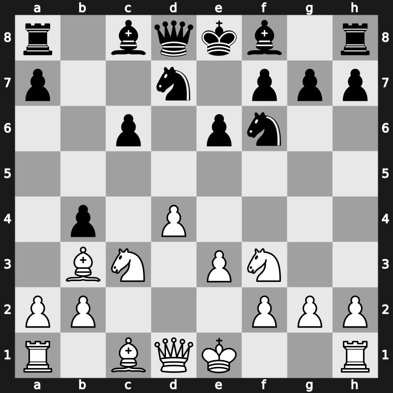 D47c - 7.Bxc4 b5 8.Bb3 b4 - Meran Freymann [-0.20]