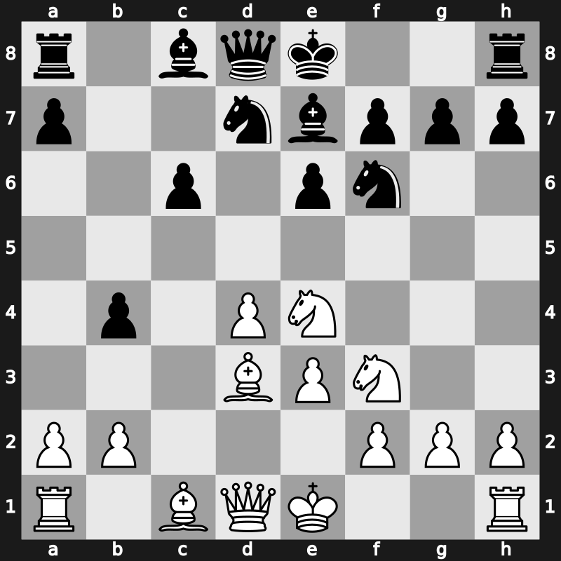 D47l - 7.Bxc4 b5 8.Bd3 b4 9.Ne4 Be7 - Meran Lundin [+0.57]