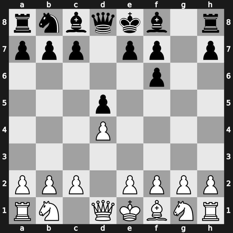 D00j - 2.Bg5 d5 3.Bxf6 gxf6 - Trompowsky: [+0.08]