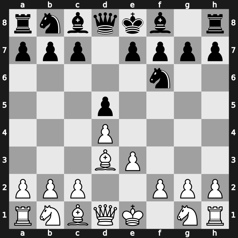 D00e - 2.e3 Nf6 3.Bd3 - Stonewall Attack