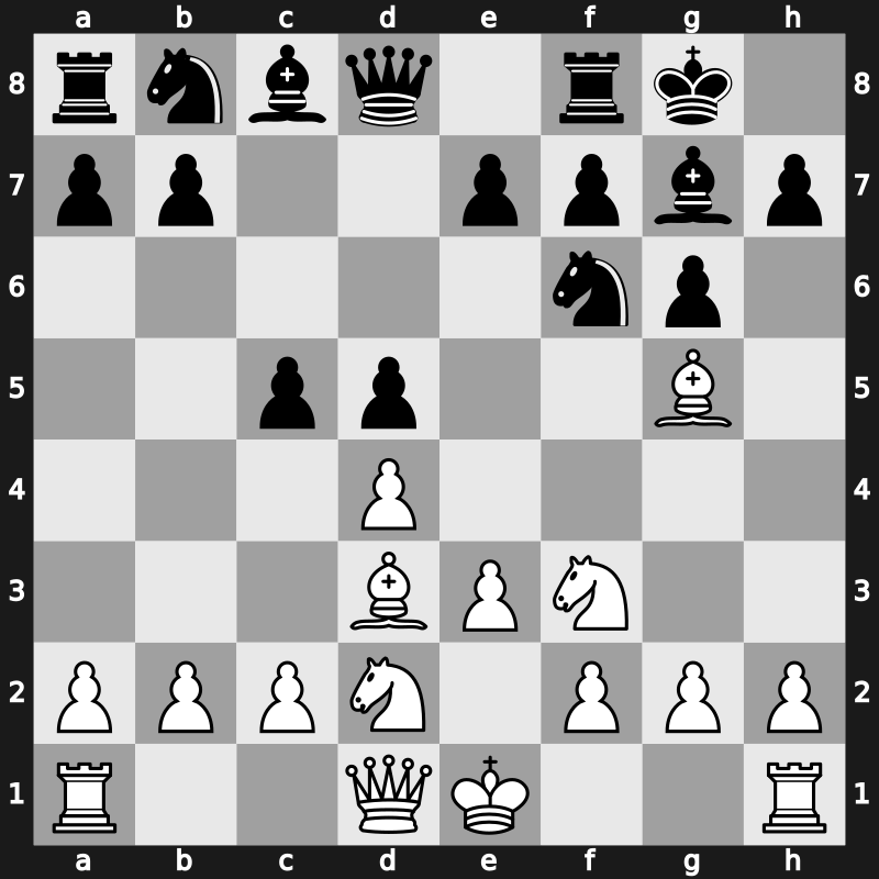 D03t - 3…g6 4.Nbd2 Bg7 5.e3 O-O 6.Bd3 c5 - Torre Attack:
