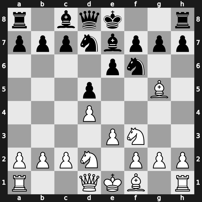 D03f - 3…e6 4.e3 Nbd7 5.Nbd2 Be7 - Torre Attack: [+0.25]