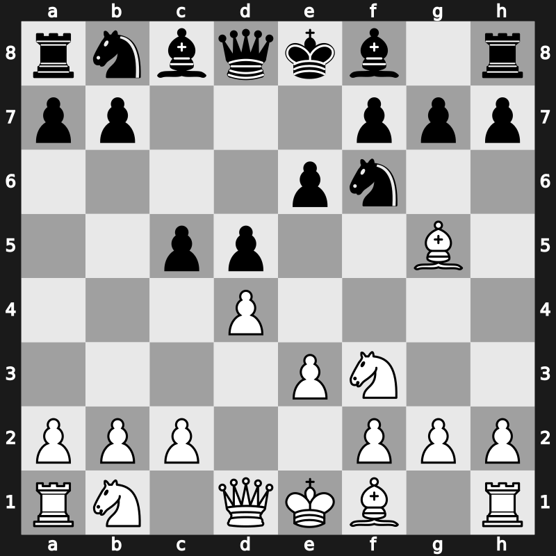 D03g - 3…e6 4.e3 c5 - Torre Attack: [+0.16]